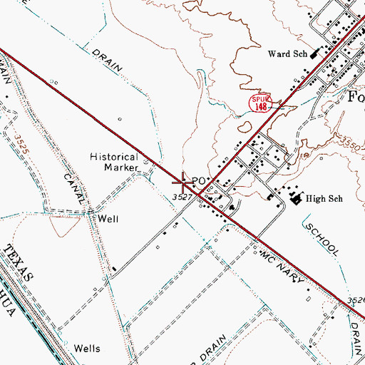 Topographic Map of Fort Hancock Post Office, TX