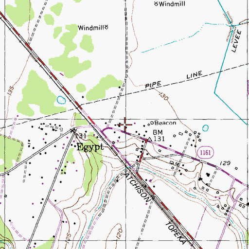 Topographic Map of Egypt Post Office, TX