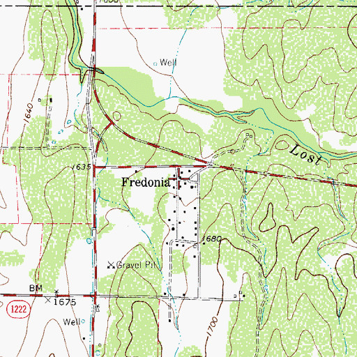 Topographic Map of Fredonia Post Office, TX