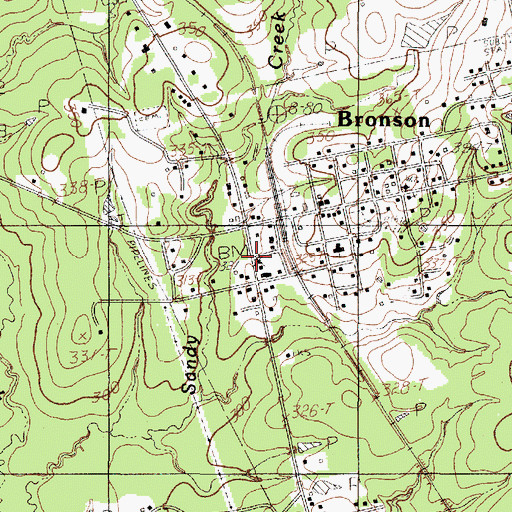 Topographic Map of Bronson Post Office, TX