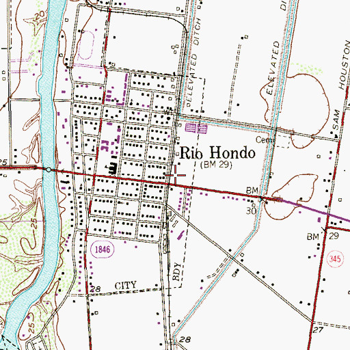 Topographic Map of Rio Hondo Post Office, TX