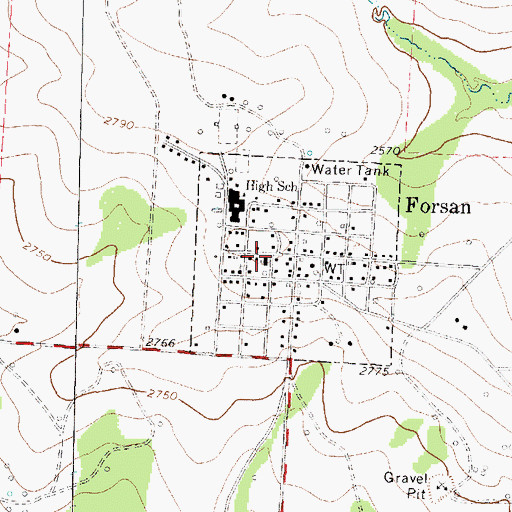 Topographic Map of Forsan Post Office, TX