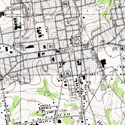 Topographic Map of Carthage Post Office, TX