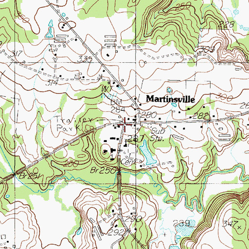 Topographic Map of Martinsville Post Office, TX