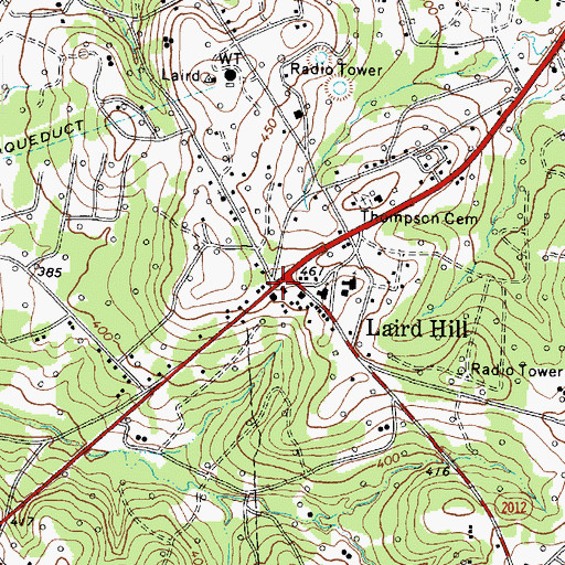 Topographic Map of Laird Hill Post Office, TX