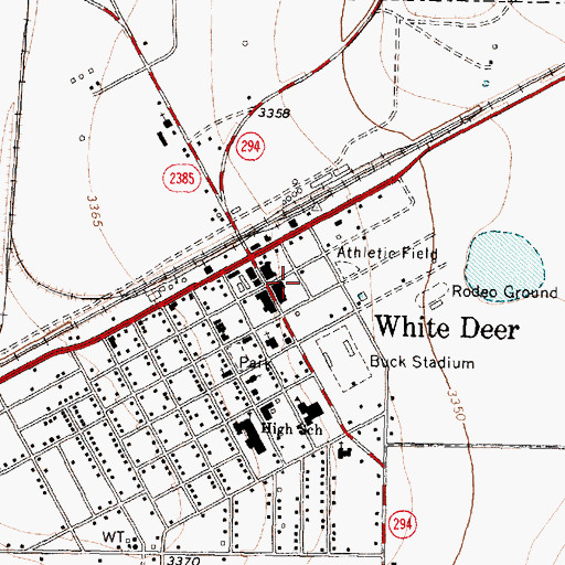 Topographic Map of White Deer Post Office, TX