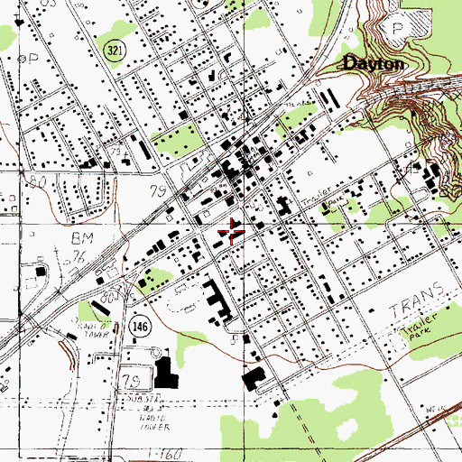 Topographic Map of Dayton Post Office, TX
