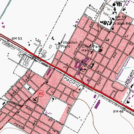 Topographic Map of Taft Post Office, TX