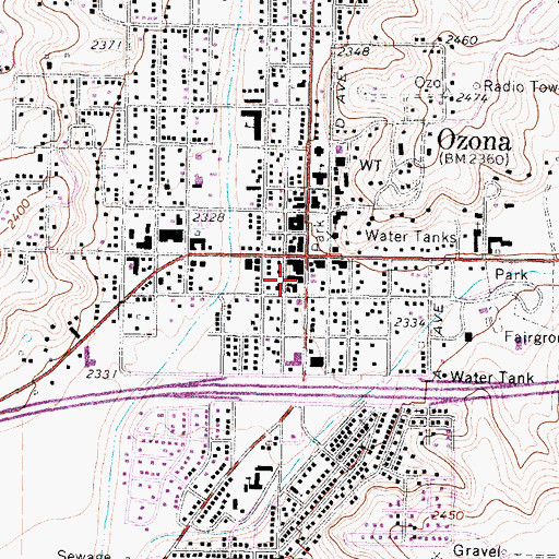 Topographic Map of Ozona Post Office, TX