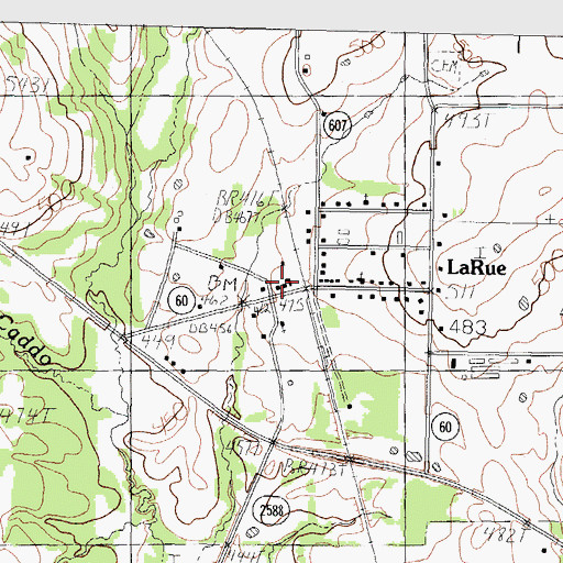 Topographic Map of Larue Post Office, TX