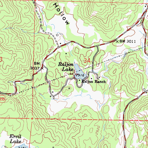 Topographic Map of Raljon Lake, CA