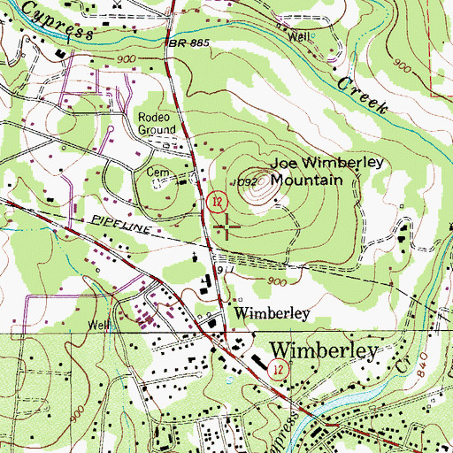Topographic Map of Wimberley Post Office, TX