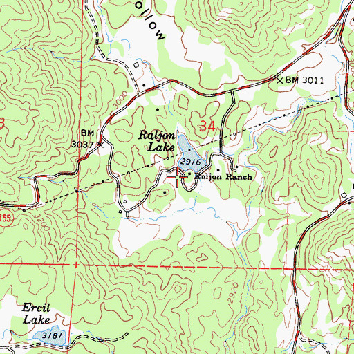 Topographic Map of Raljon Ranch, CA