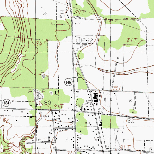 Topographic Map of Hardin Post Office, TX