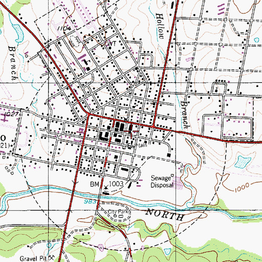 Topographic Map of Hico Post Office, TX