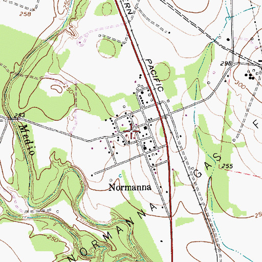 Topographic Map of Normanna Post Office, TX