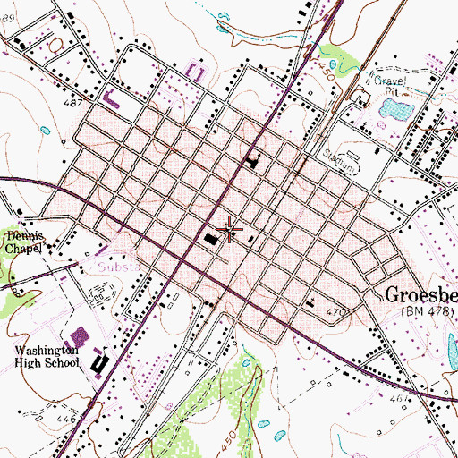 Topographic Map of Groesbeck Post Office, TX