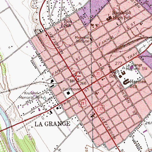 Topographic Map of La Grange Post Office, TX