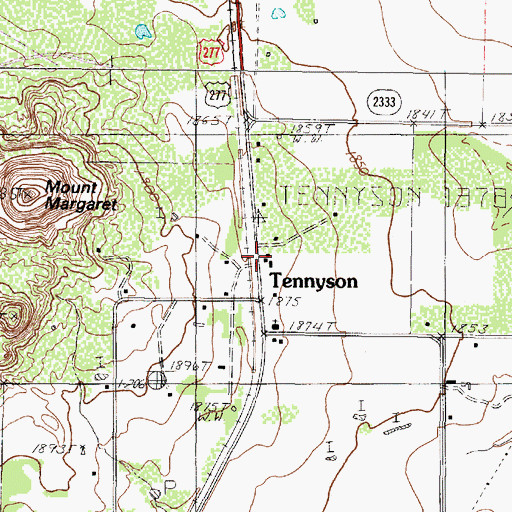 Topographic Map of Tennyson Post Office, TX