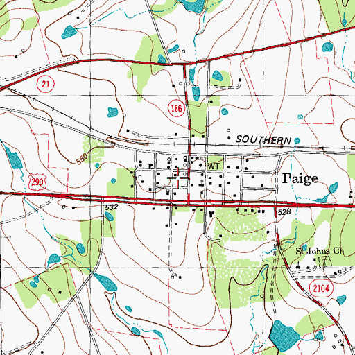 Topographic Map of Paige Post Office, TX