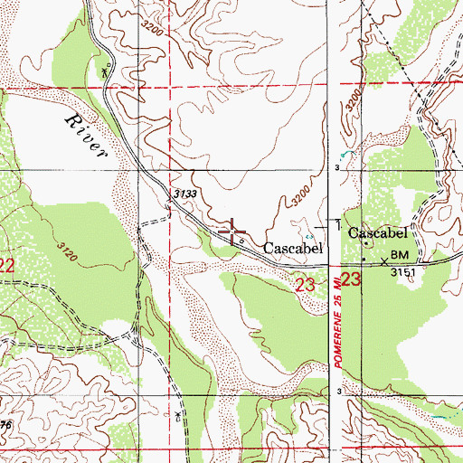 Topographic Map of Cascabel, AZ