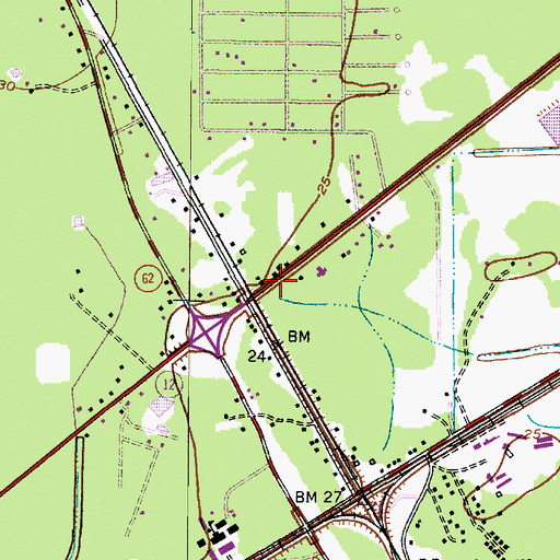 Topographic Map of Mauriceville Post Office, TX