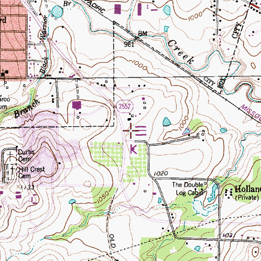 Topographic Map of Weatherford Post Office, TX