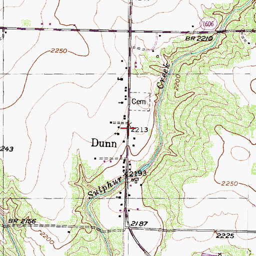 Topographic Map of Dunn Post Office, TX