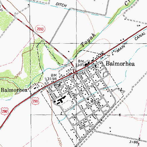 Topographic Map of Balmorhea Post Office, TX