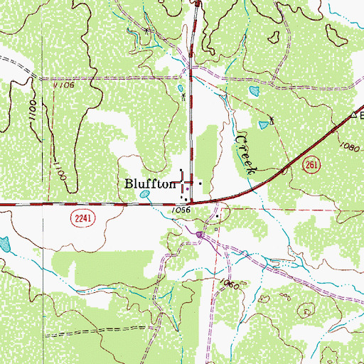 Topographic Map of Bluffton Post Office, TX