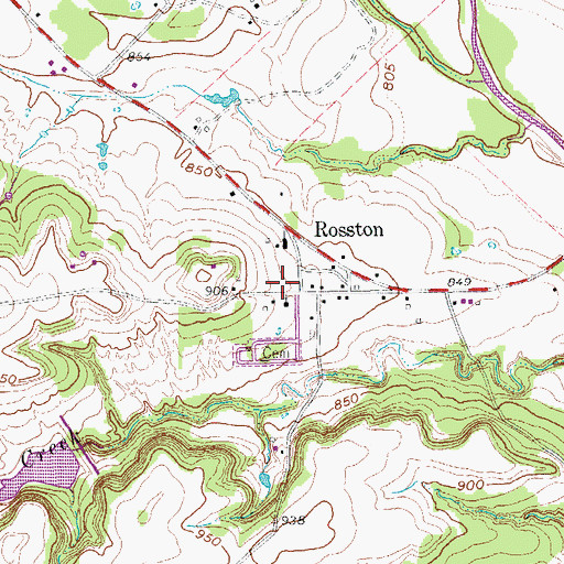 Topographic Map of Rosston Post Office, TX