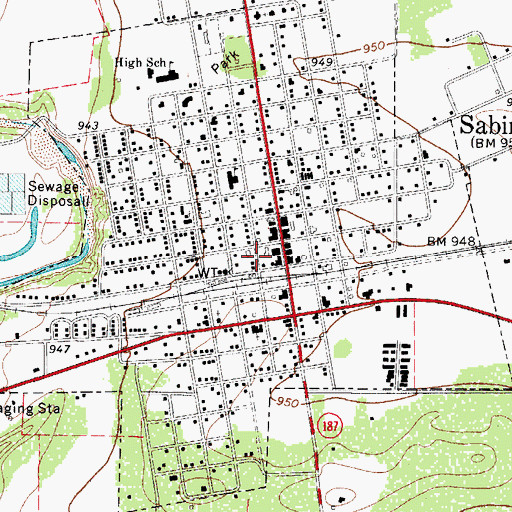 Topographic Map of Sabinal Post Office, TX