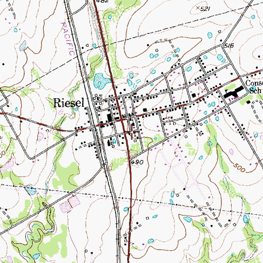 Topographic Map of Riesel Post Office, TX