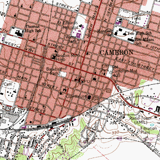 Topographic Map of Cameron Post Office, TX