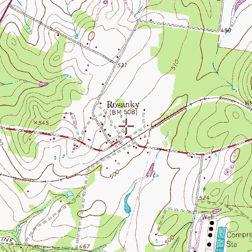 Topographic Map of Rosanky Post Office, TX