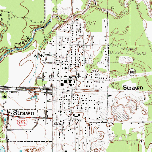 Topographic Map of Strawn Post Office, TX