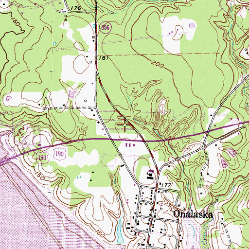 Topographic Map of Onalaska Post Office, TX