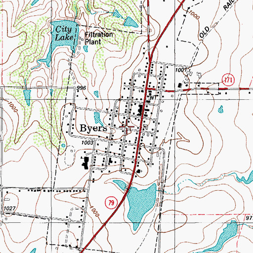 Topographic Map of Byers Post Office, TX