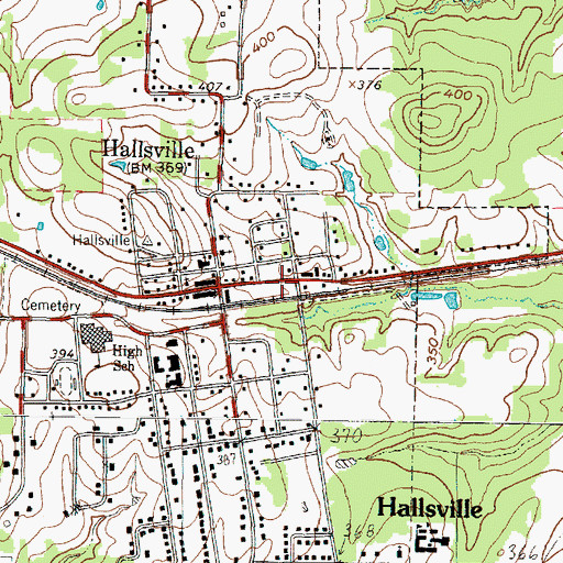 Topographic Map of Hallsville Post Office, TX