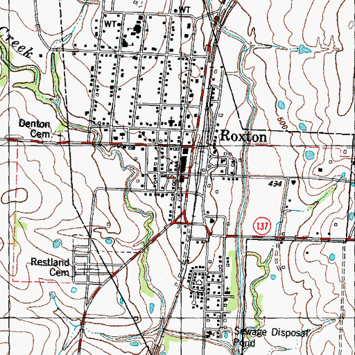 Topographic Map of Roxton Post Office, TX