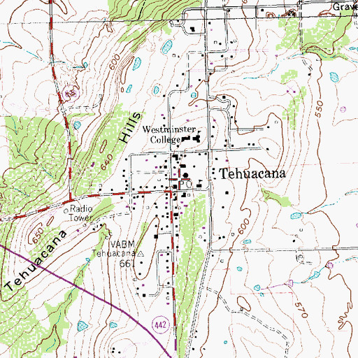 Topographic Map of Tehuacana Post Office, TX