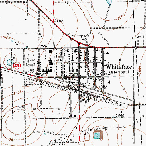 Topographic Map of Whiteface Post Office, TX