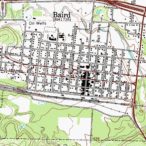 Topographic Map of Baird Post Office, TX