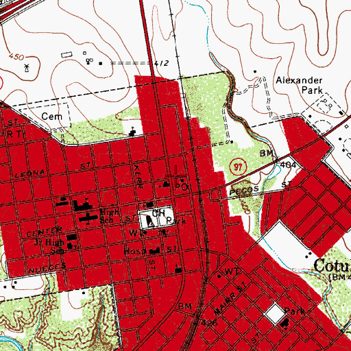 Topographic Map of Cotulla Post Office, TX