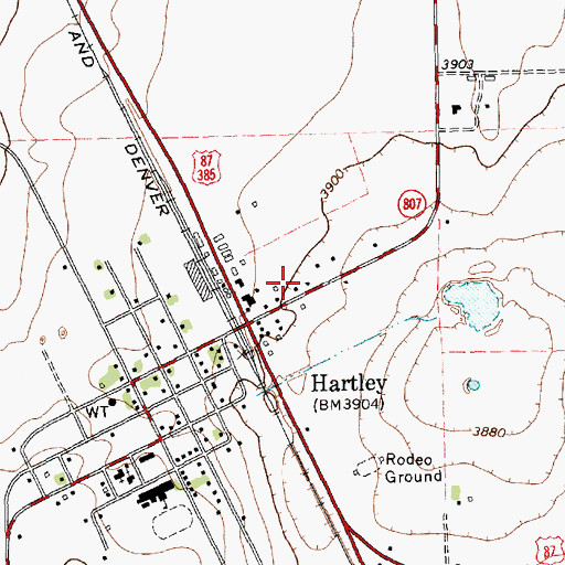 Topographic Map of Hartley Post Office, TX