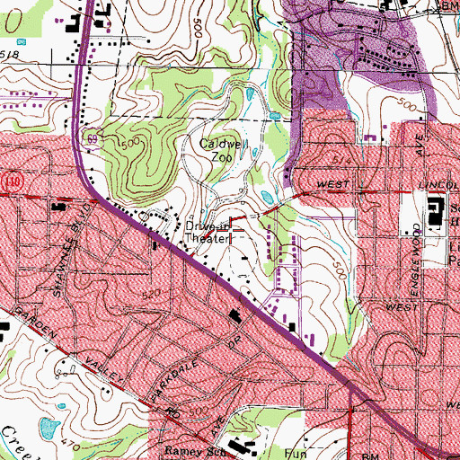 Topographic Map of Tyler Post Office, TX