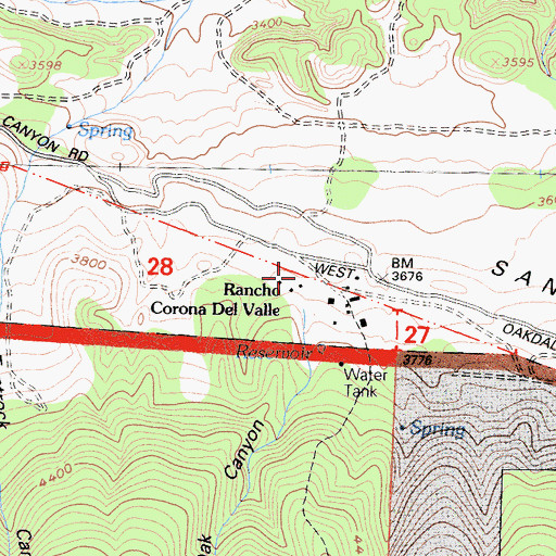 Topographic Map of Rancho Corona Del Valle, CA