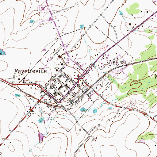 Topographic Map of Fayetteville Post Office, TX