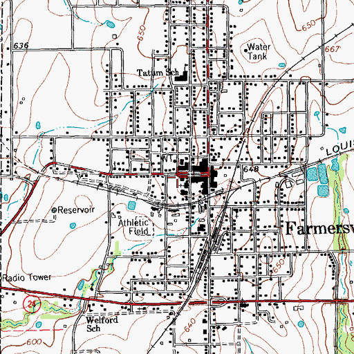Topographic Map of Farmersville Post Office, TX