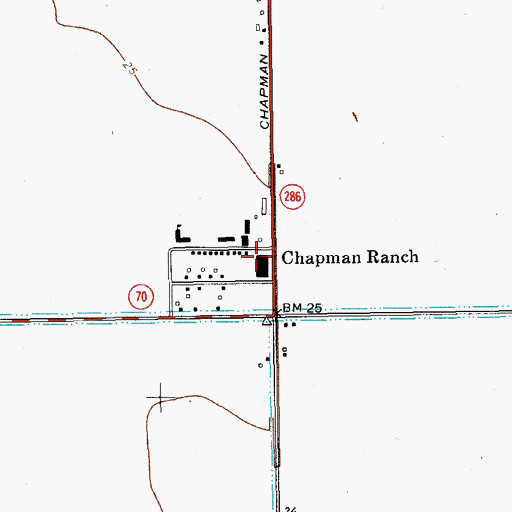 Topographic Map of Chapman Ranch Post Office, TX
